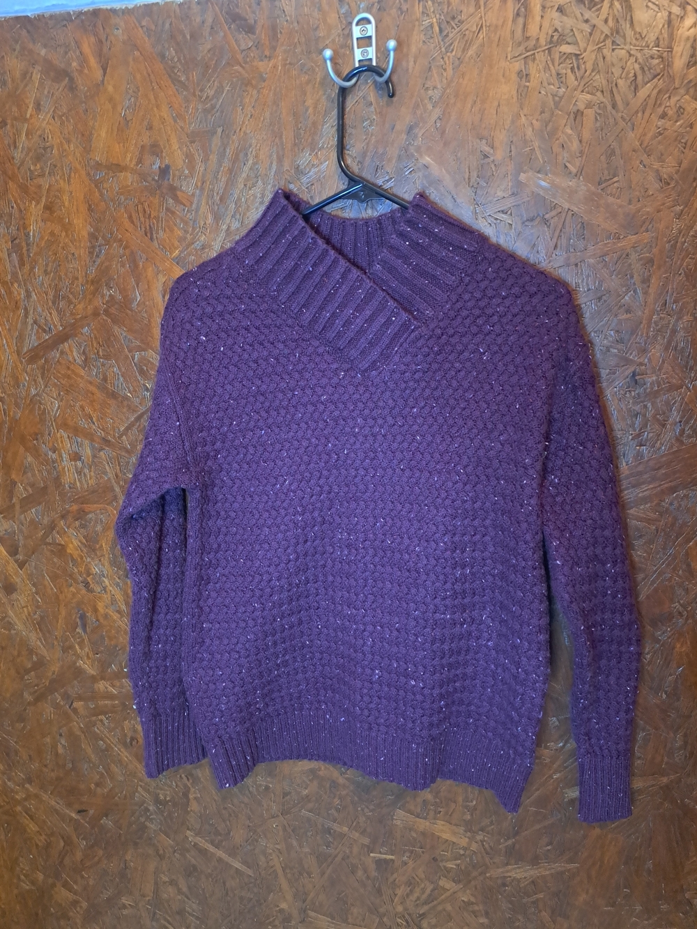 Talbots Plum Textured Cowl-Neck Sweater